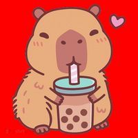 Cute Capybara Kawaii Anime Drinking Bubble Tea Lover Santa Hat thumb 1