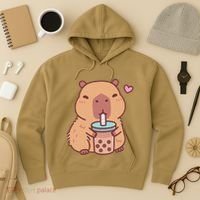 Cute Capybara Kawaii Anime Drinking Bubble Tea Lover Hoodie thumb 3