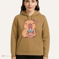 Cute Capybara Kawaii Anime Drinking Bubble Tea Lover Hoodie thumb 5