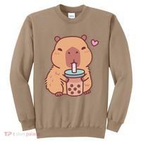 Cute Capybara Kawaii Anime Drinking Bubble Tea Lover Sweatshirt thumb 0