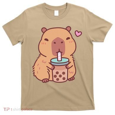 Cute Capybara Kawaii Anime Drinking Bubble Tea Lover T-Shirt