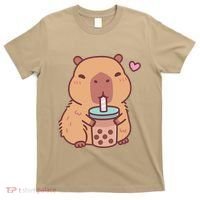 Cute Capybara Kawaii Anime Drinking Bubble Tea Lover T-Shirt thumb 0