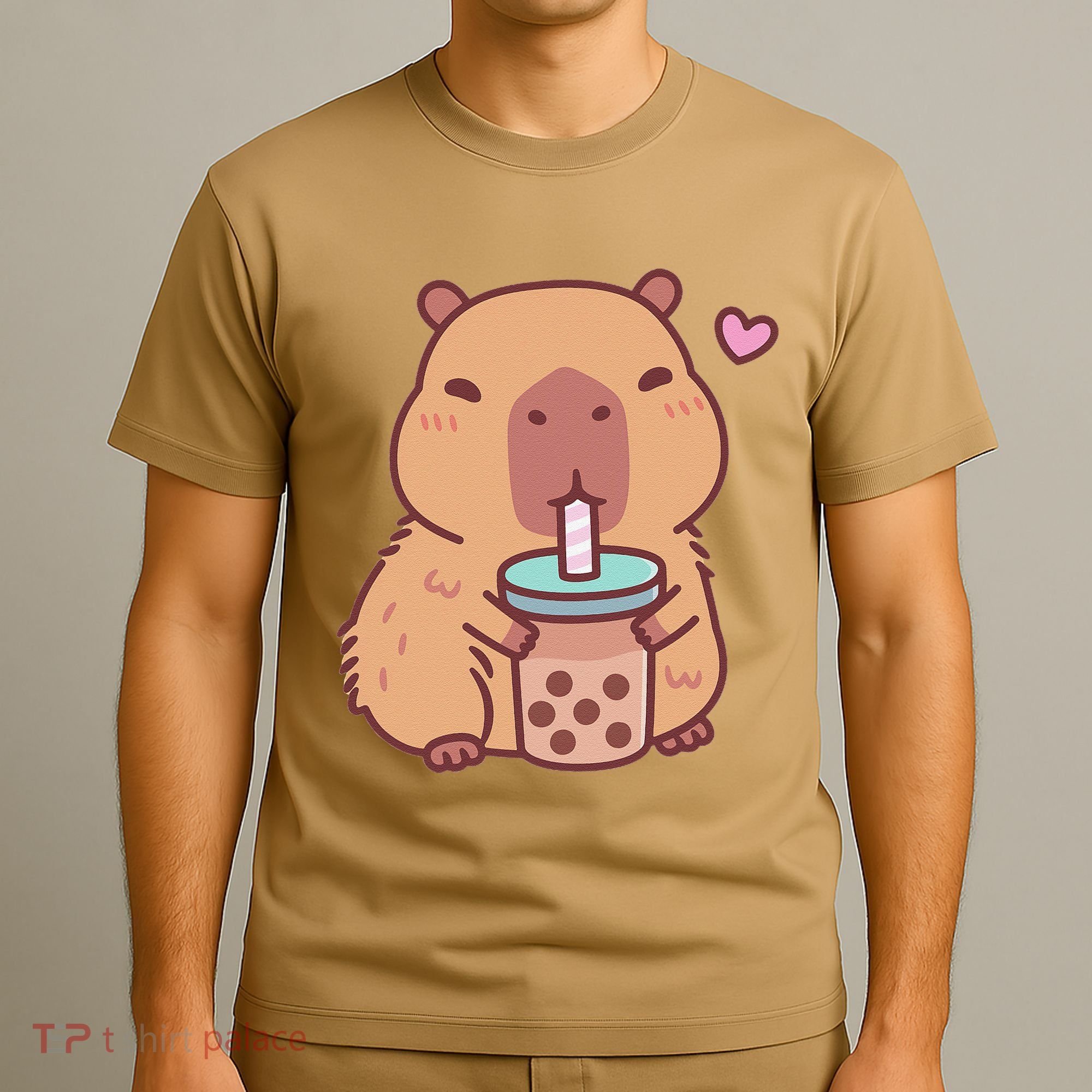 Cute Capybara Kawaii Anime Drinking Bubble Tea Lover T-Shirt