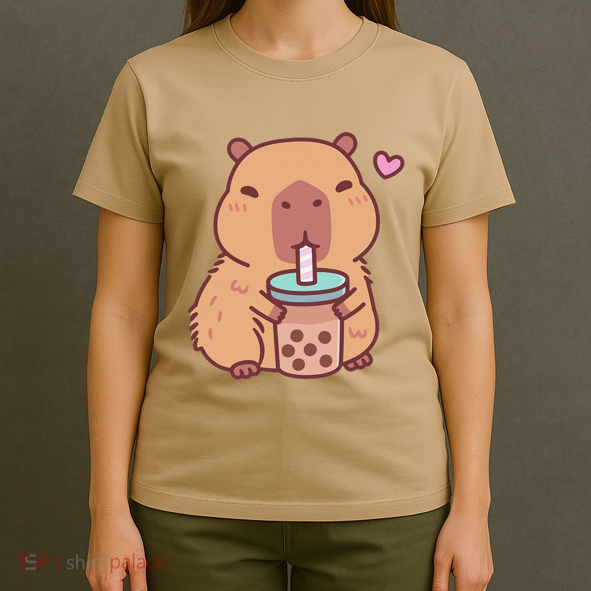 Cute Capybara Kawaii Anime Drinking Bubble Tea Lover T-Shirt
