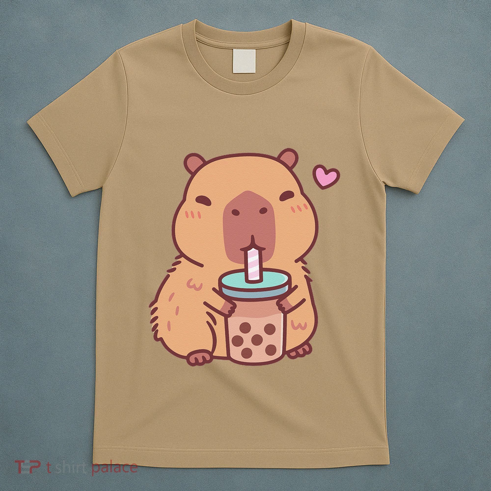 Cute Capybara Kawaii Anime Drinking Bubble Tea Lover T-Shirt