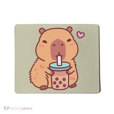 Cute Capybara Kawaii Anime Drinking Bubble Tea Lover Mousepad