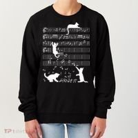 Cute Cat Kitty Playing Music Gift Clef Piano Musician Art Gift Women's Sweatshirt thumb 0