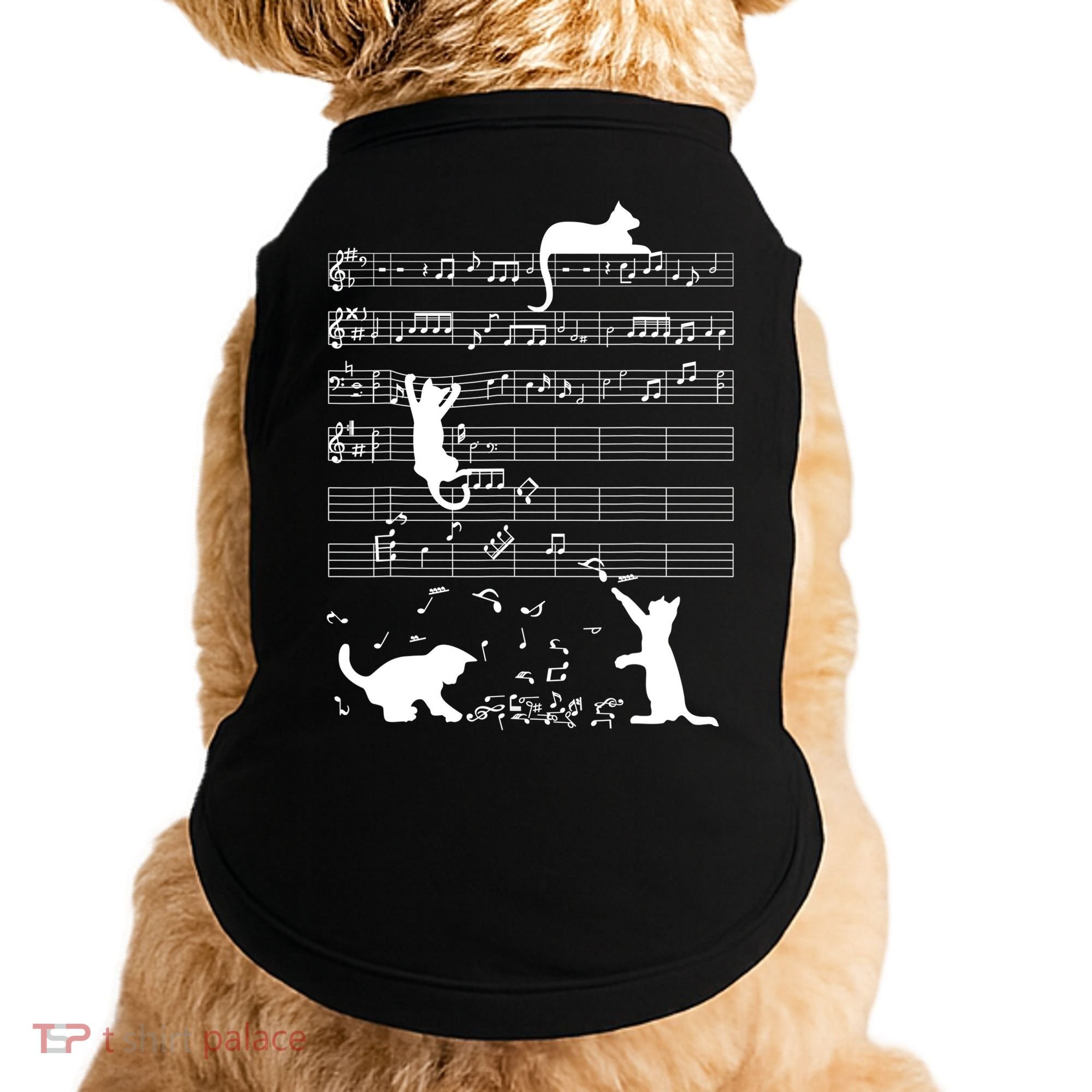 Cute Cat Kitty Playing Music Gift Clef Piano Musician Art Gift Doggie Tank
