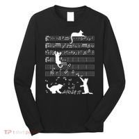 Cute Cat Kitty Playing Music Gift Clef Piano Musician Art Gift Long Sleeve Shirt thumb 0