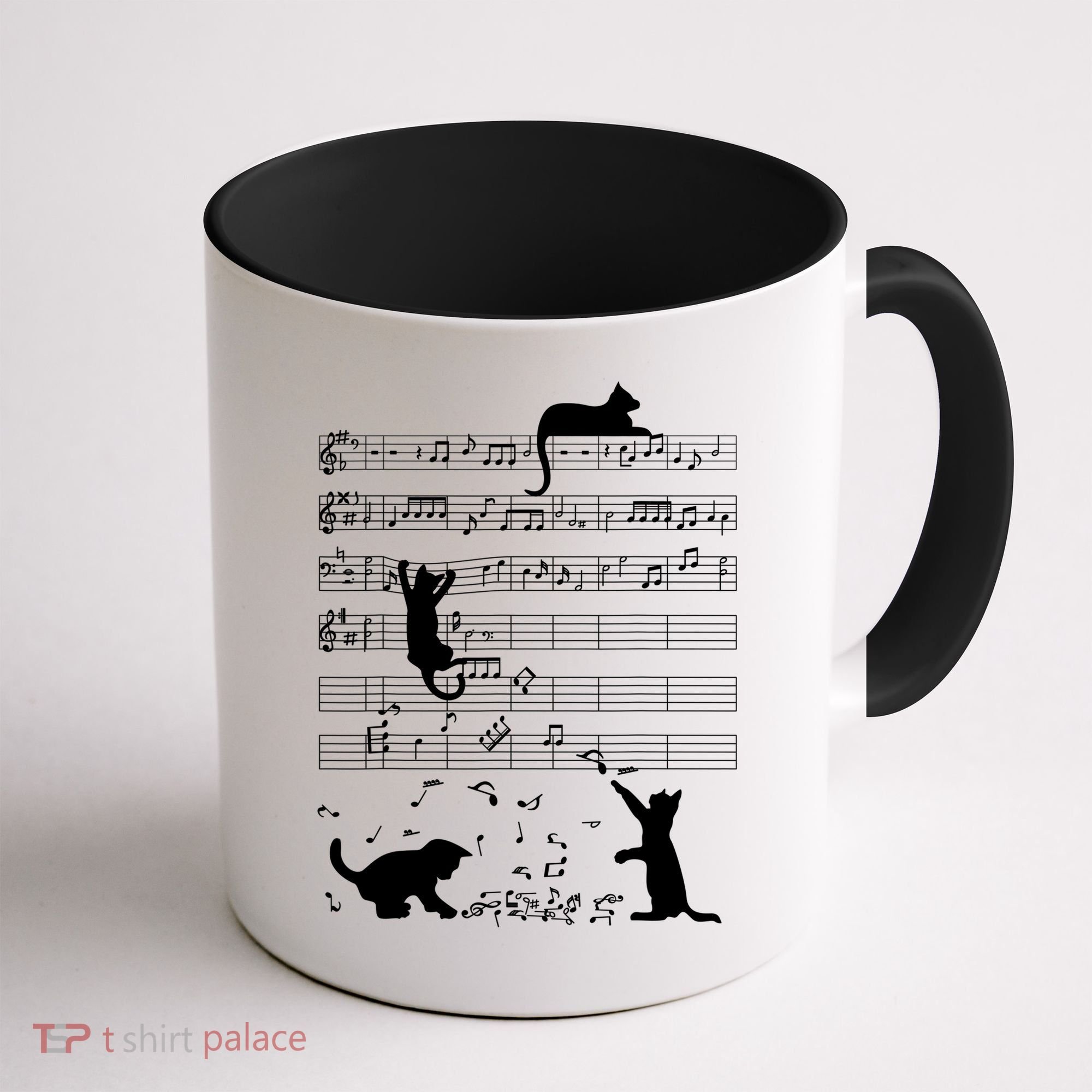 Cute Cat Kitty Playing Music Gift Clef Piano Musician Art Gift Coffee Mug