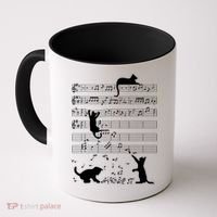 Cute Cat Kitty Playing Music Gift Clef Piano Musician Art Gift Coffee Mug thumb 0
