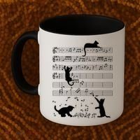 Cute Cat Kitty Playing Music Gift Clef Piano Musician Art Gift Coffee Mug thumb 2