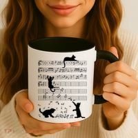 Cute Cat Kitty Playing Music Gift Clef Piano Musician Art Gift Coffee Mug thumb 3