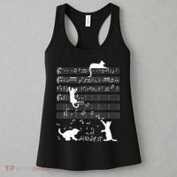 Cute Cat Kitty Playing Music Gift Clef Piano Musician Art Gift Women's Tank Top thumb 3