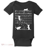 Cute Cat Kitty Playing Music Gift Clef Piano Musician Art Gift Baby Bodysuit thumb 0