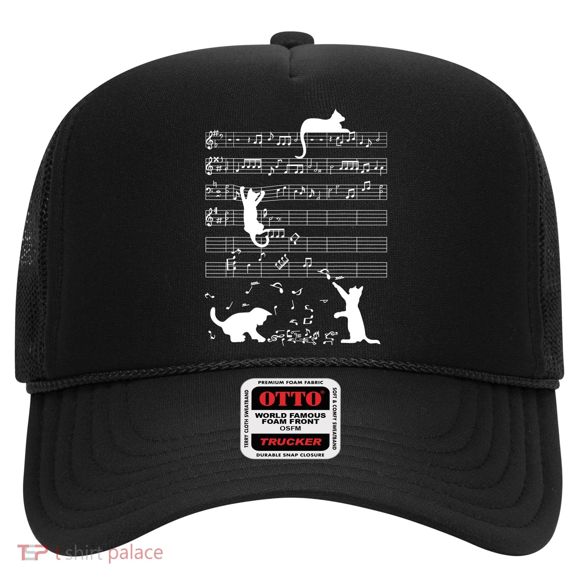 Cute Cat Kitty Playing Music Gift Clef Piano Musician Art Gift Hat