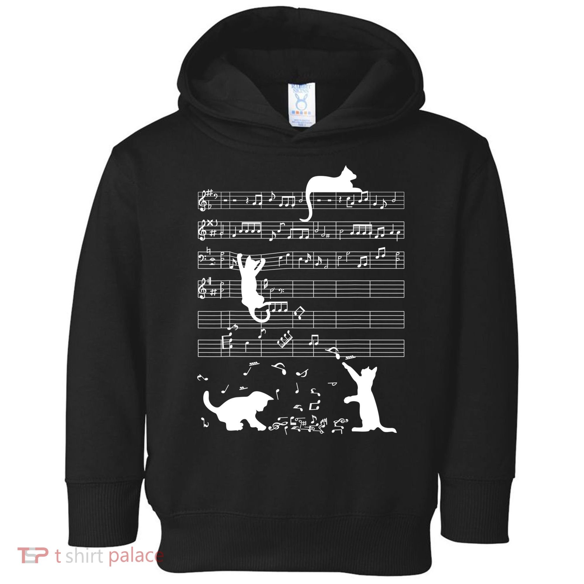 Cute Cat Kitty Playing Music Gift Clef Piano Musician Art Gift Toddler Hoodie