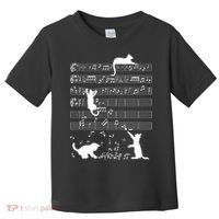 Cute Cat Kitty Playing Music Gift Clef Piano Musician Art Gift Toddler T-Shirt thumb 0