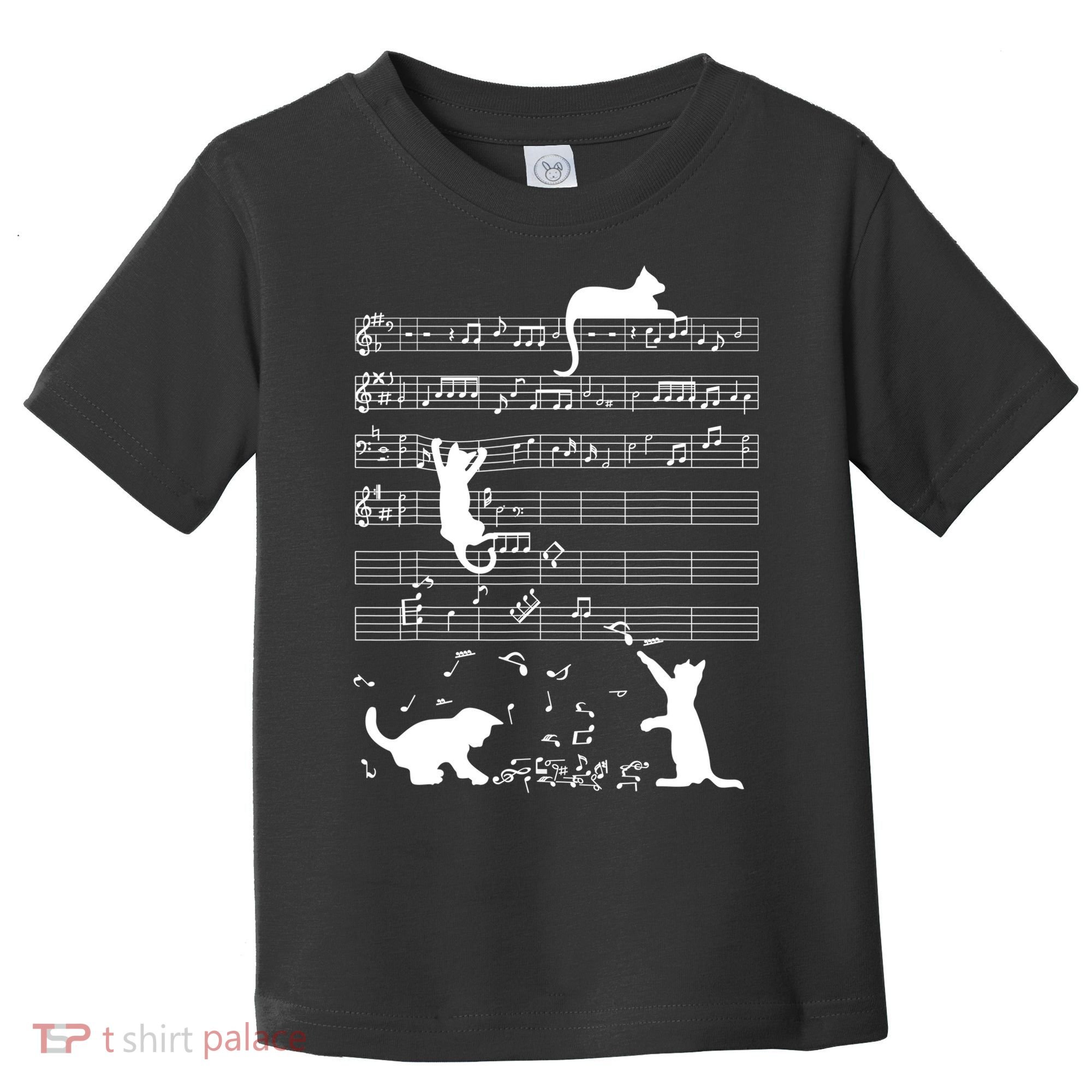 Cute Cat Kitty Playing Music Gift Clef Piano Musician Art Gift Toddler T-Shirt