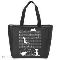 Cute Cat Kitty Playing Music Gift Clef Piano Musician Art Gift Tote Bag thumb 0