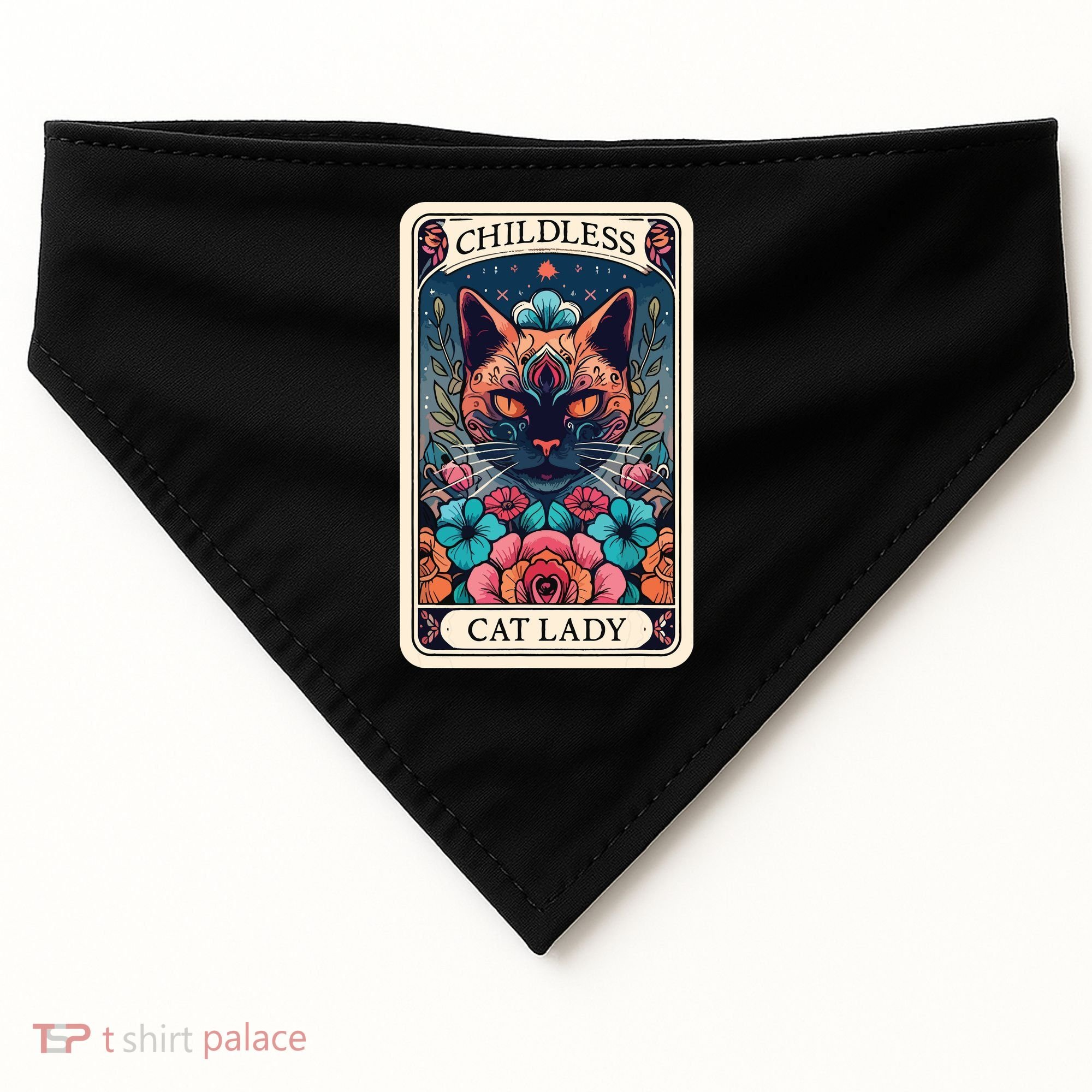 Childless Cat Lady Tarot Card USA-Made Doggie Bandana