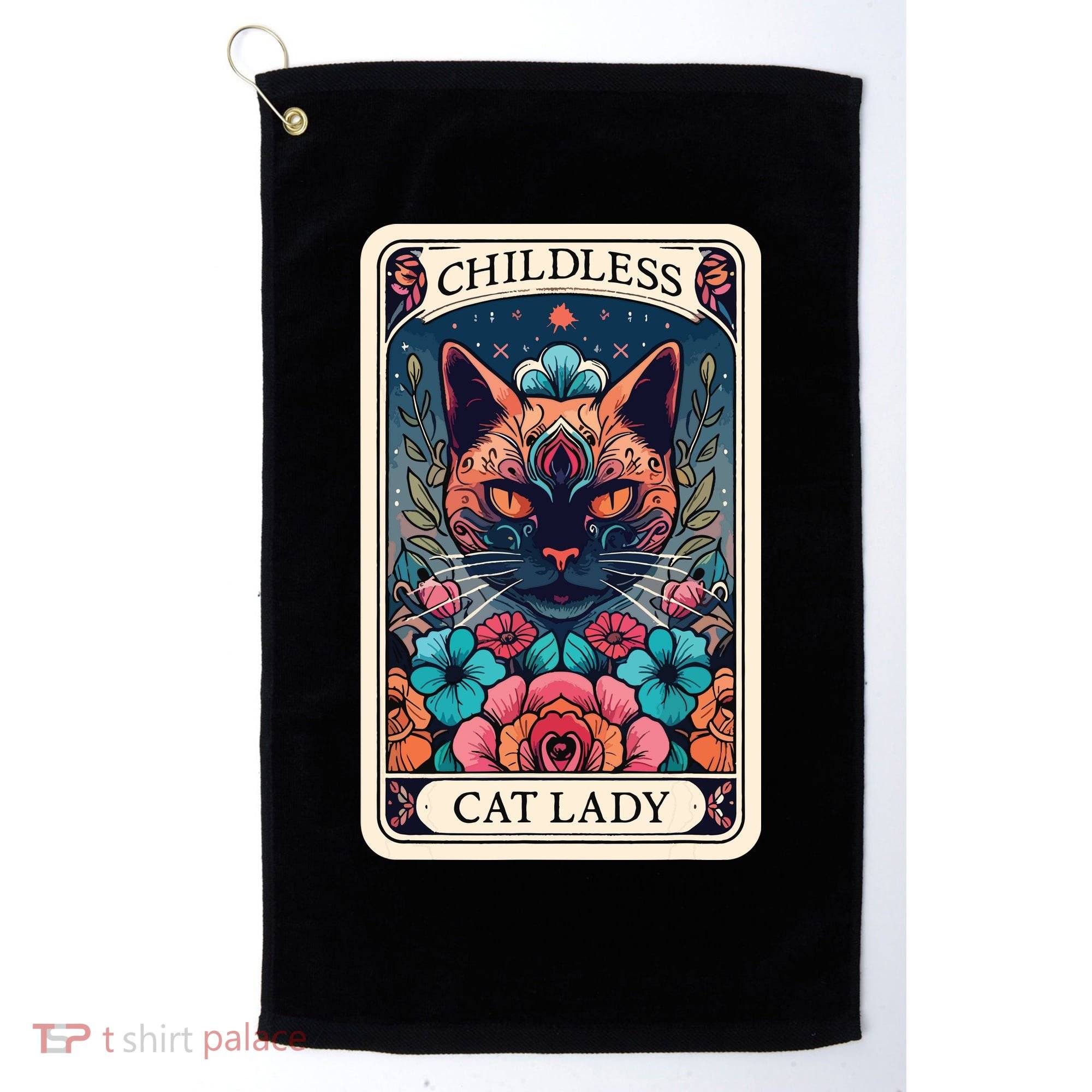 Childless Cat Lady Tarot Card Golf Towel
