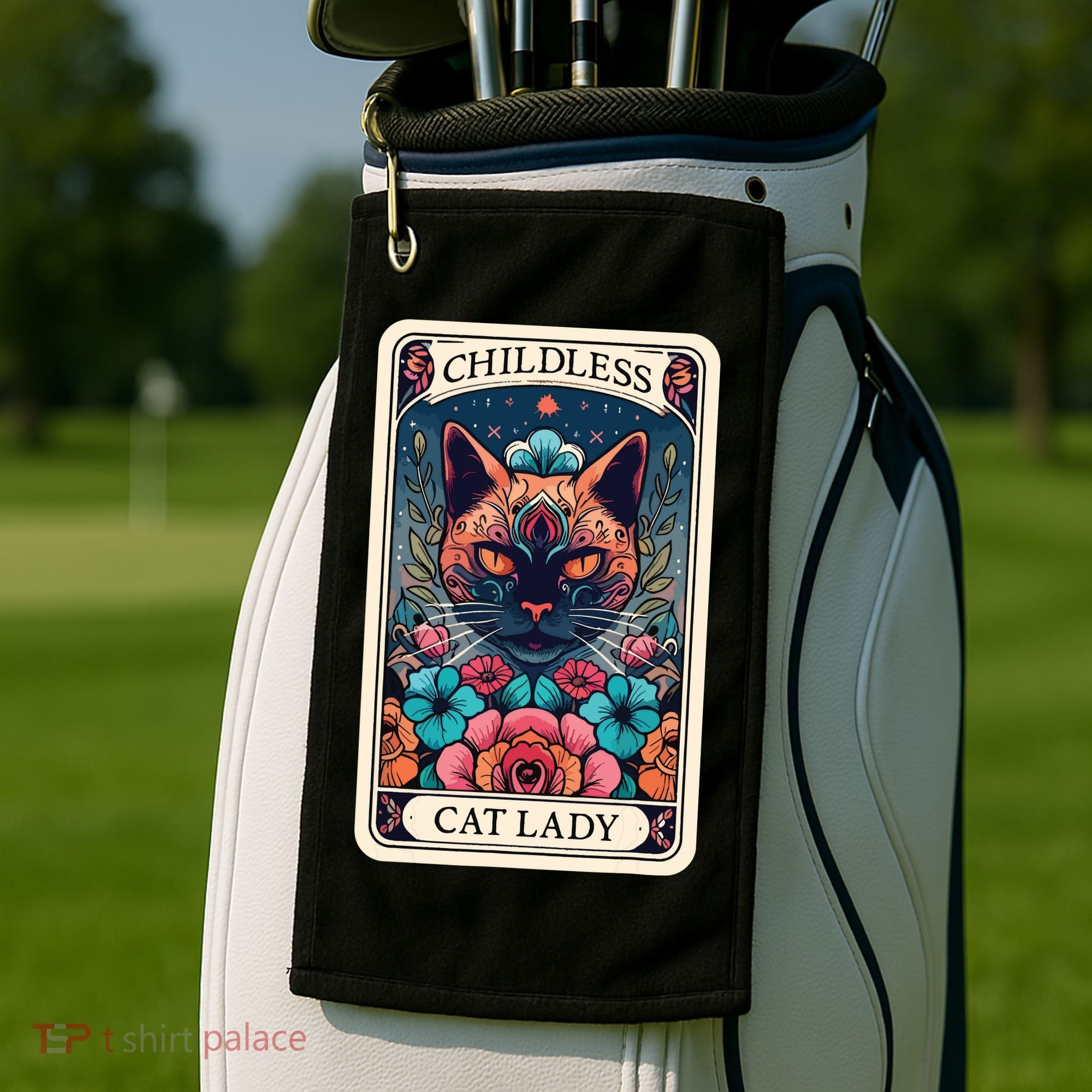 Childless Cat Lady Tarot Card Golf Towel