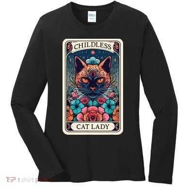 Childless Cat Lady Tarot Card Women's Long Sleeve Shirt