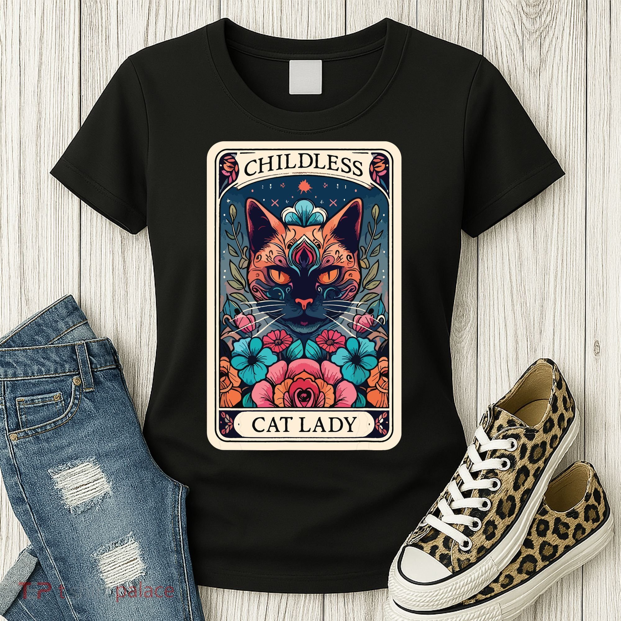 Childless Cat Lady Tarot Card Women's T-Shirt