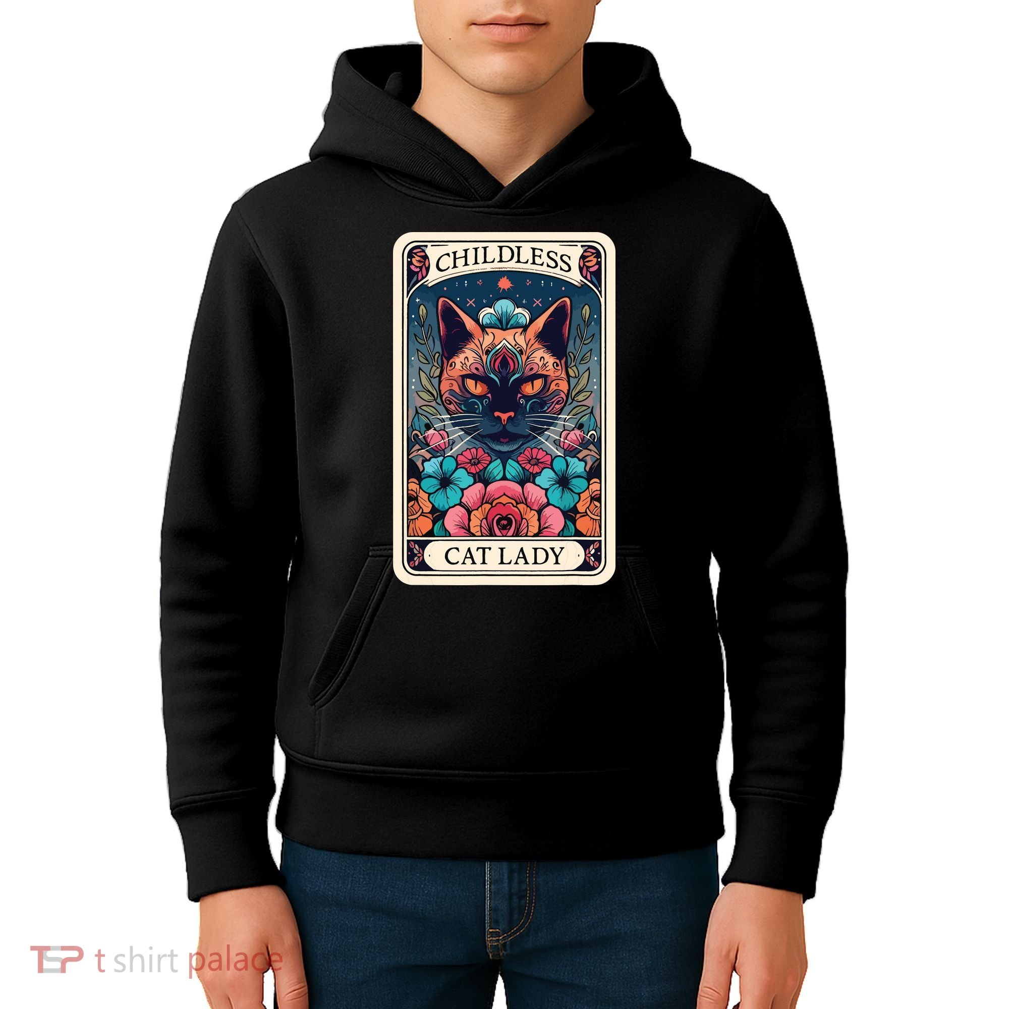 Childless Cat Lady Tarot Card Kids Hoodie