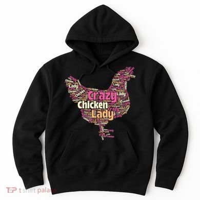 Crazy Chicken Lady Typography Chickens Farm Animal Lover Hoodie