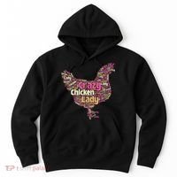Crazy Chicken Lady Typography Chickens Farm Animal Lover Hoodie thumb 0