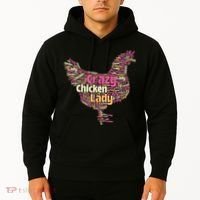 Crazy Chicken Lady Typography Chickens Farm Animal Lover Hoodie thumb 2