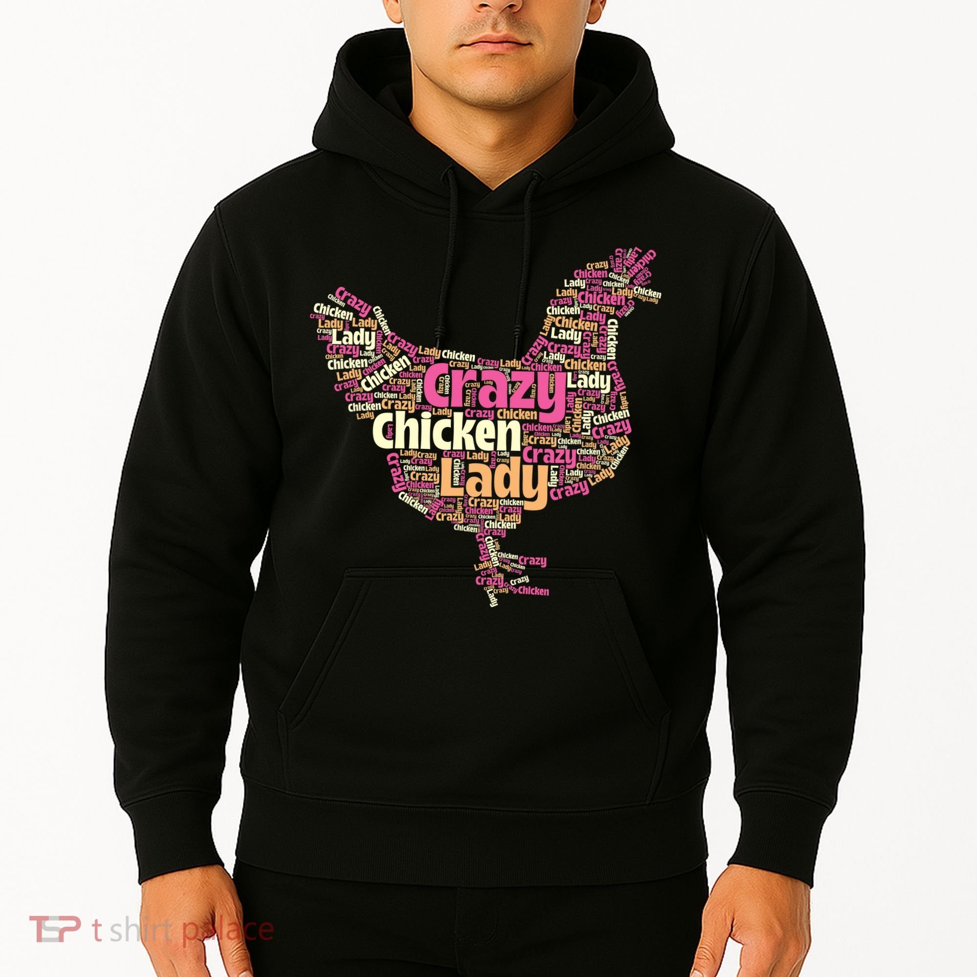 Crazy Chicken Lady Typography Chickens Farm Animal Lover Hoodie