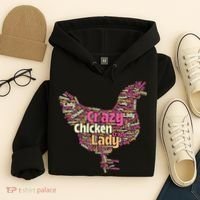 Crazy Chicken Lady Typography Chickens Farm Animal Lover Hoodie thumb 4