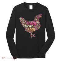 Crazy Chicken Lady Typography Chickens Farm Animal Lover Long Sleeve Shirt thumb 0