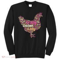Crazy Chicken Lady Typography Chickens Farm Animal Lover Sweatshirt thumb 0