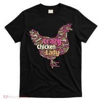 Crazy Chicken Lady Typography Chickens Farm Animal Lover T-Shirt thumb 0