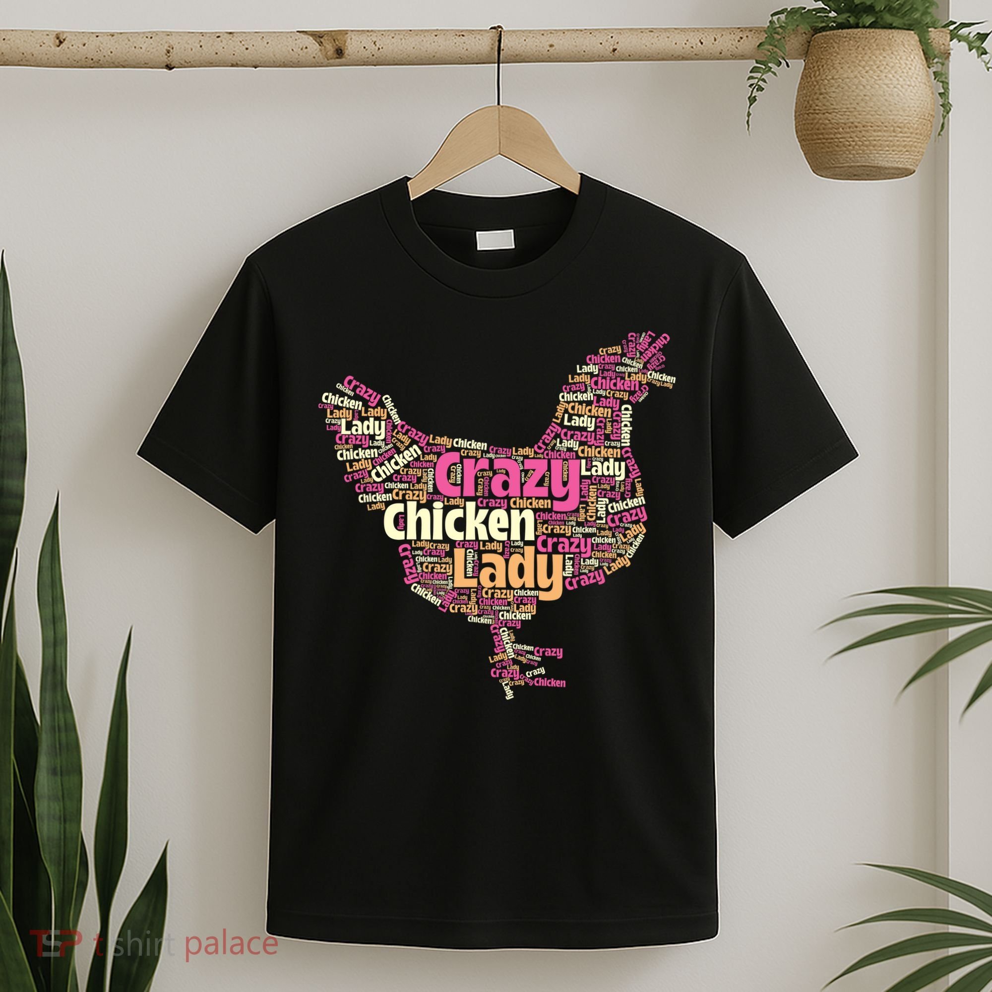 Crazy Chicken Lady Typography Chickens Farm Animal Lover T-Shirt