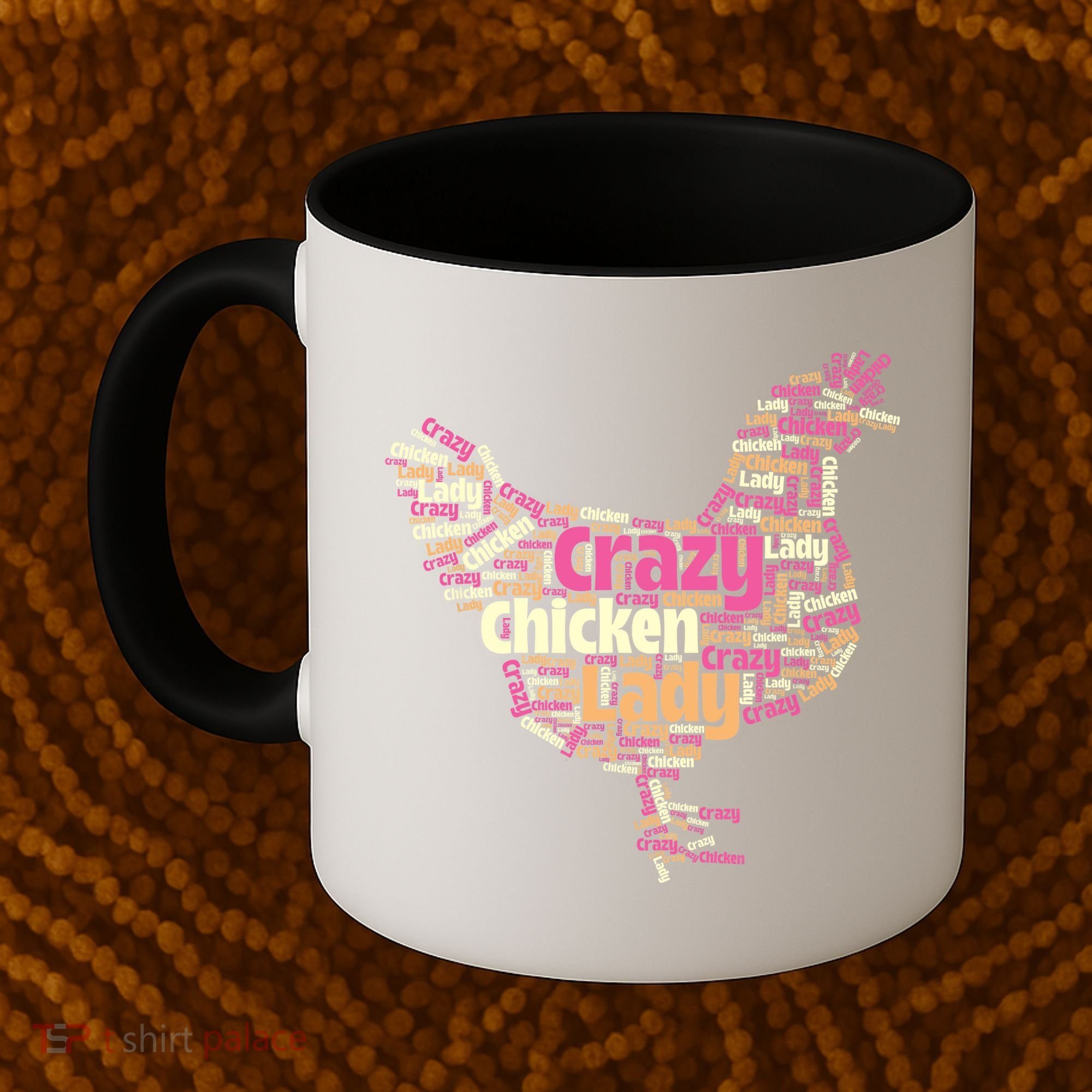 Crazy Chicken Lady Typography Chickens Farm Animal Lover Coffee Mug