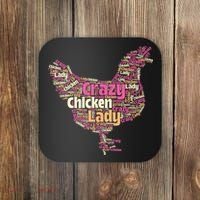 Crazy Chicken Lady Typography Chickens Farm Animal Lover Coaster thumb 0