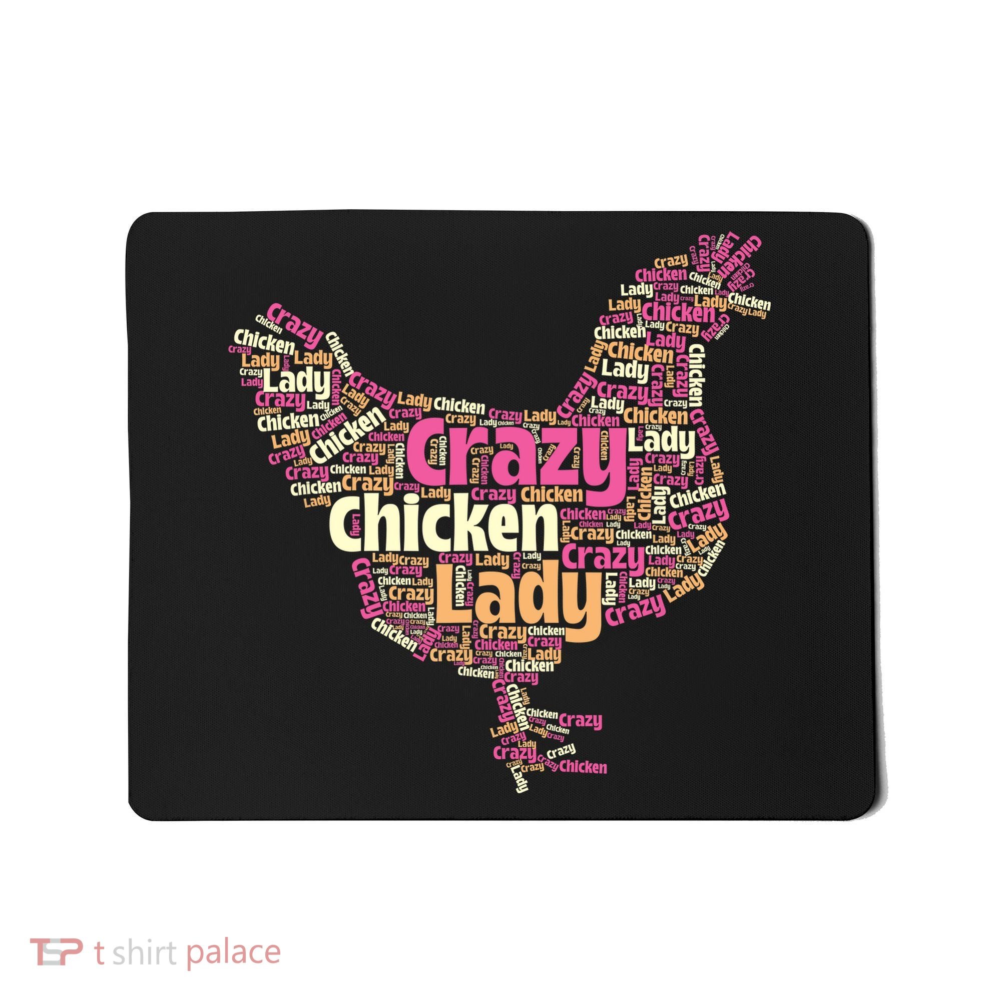 Crazy Chicken Lady Typography Chickens Farm Animal Lover Mousepad