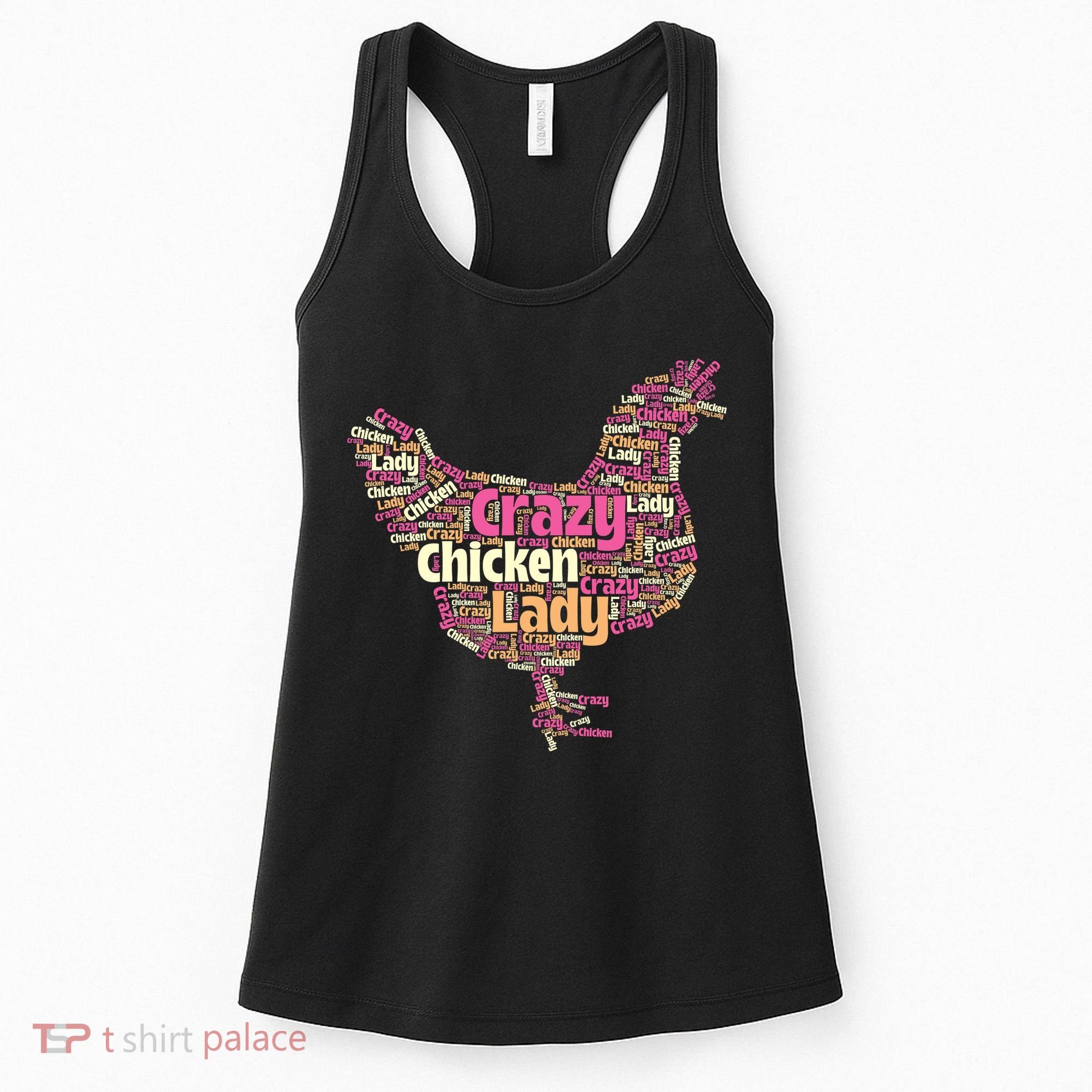 Crazy Chicken Lady Typography Chickens Farm Animal Lover Women's Tank Top