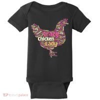 Crazy Chicken Lady Typography Chickens Farm Animal Lover Baby Bodysuit thumb 0