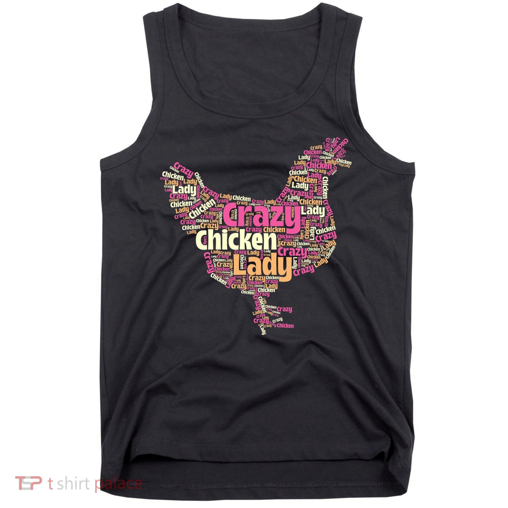 Crazy Chicken Lady Typography Chickens Farm Animal Lover Tank Top