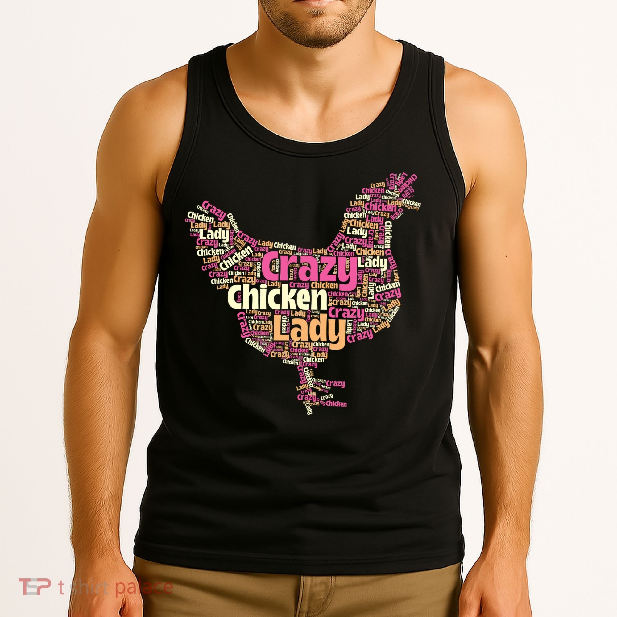 Crazy Chicken Lady Typography Chickens Farm Animal Lover Tank Top