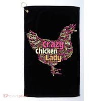 Crazy Chicken Lady Typography Chickens Farm Animal Lover Golf Towel thumb 0