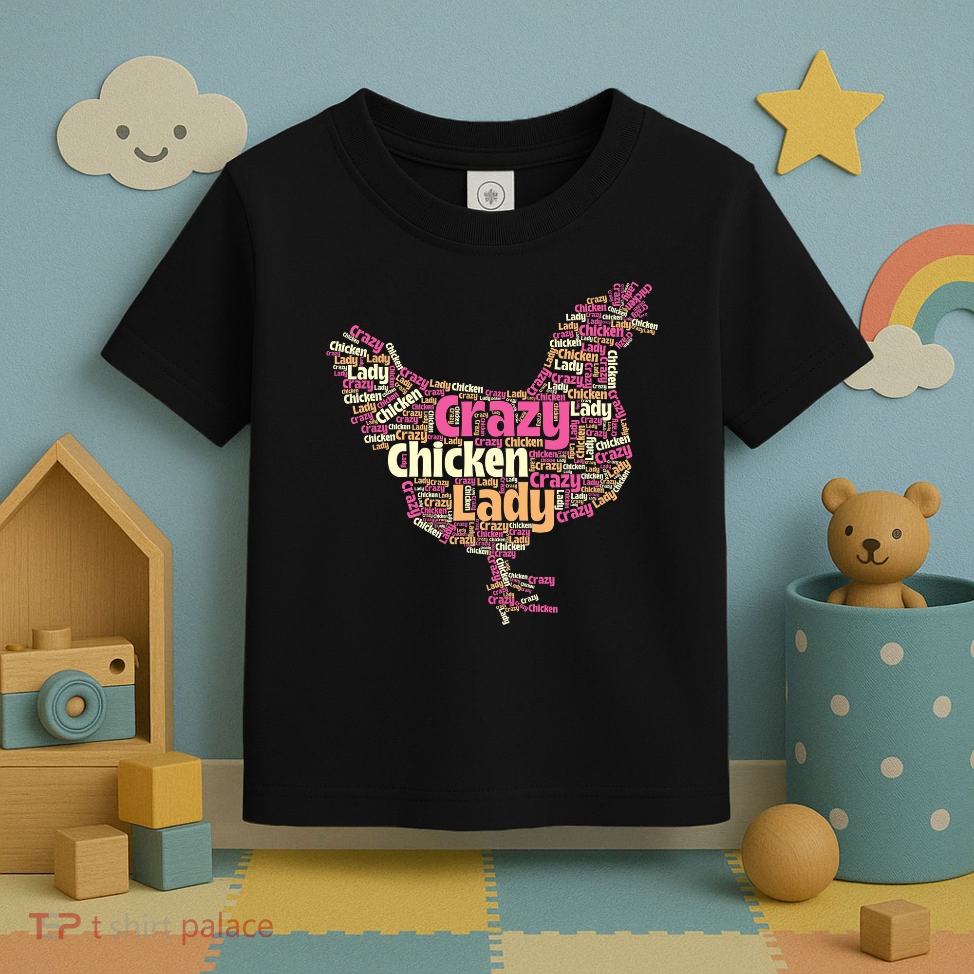 Crazy Chicken Lady Typography Chickens Farm Animal Lover Toddler T-Shirt