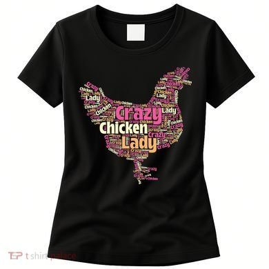 Crazy Chicken Lady Typography Chickens Farm Animal Lover Women's T-Shirt