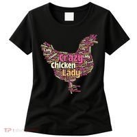 Crazy Chicken Lady Typography Chickens Farm Animal Lover Women's T-Shirt thumb 0